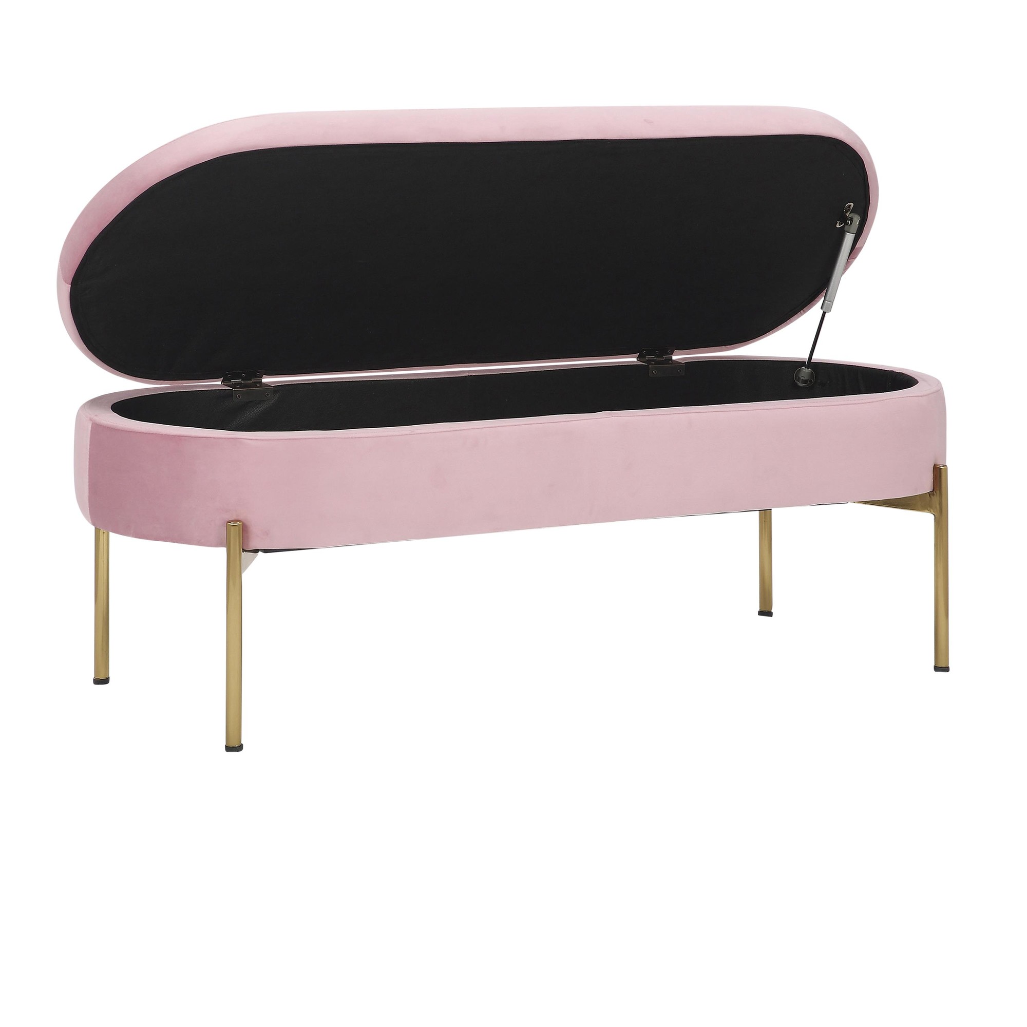 Chloe Glam Blush Velvet Gold Metal Storage Bench 7 Chloe Glam Blush Velvet Gold Metal Storage Bench - Image 7