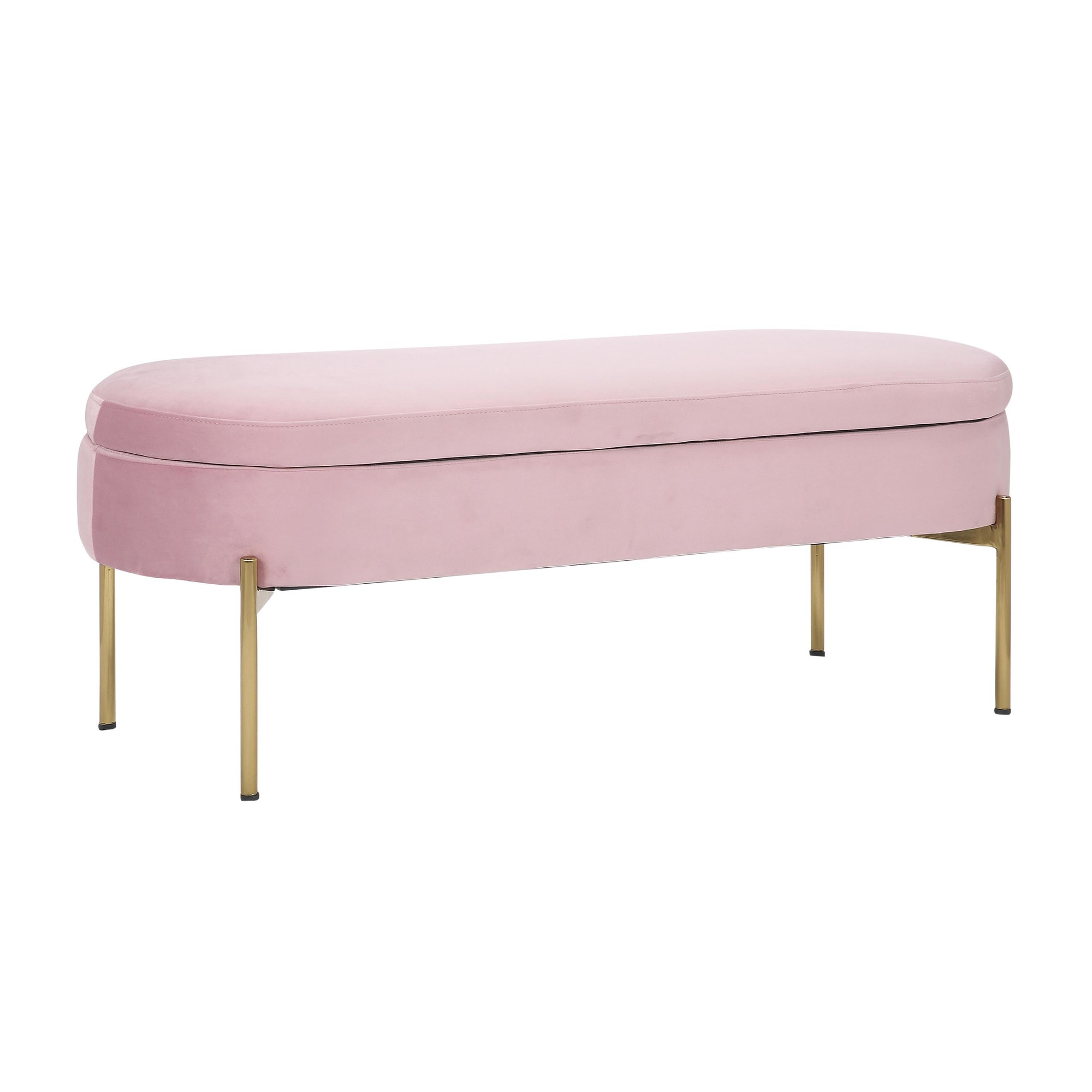 Chloe Glam Blush Velvet Gold Metal Storage Bench 8 Chloe Glam Blush Velvet Gold Metal Storage Bench - Image 8