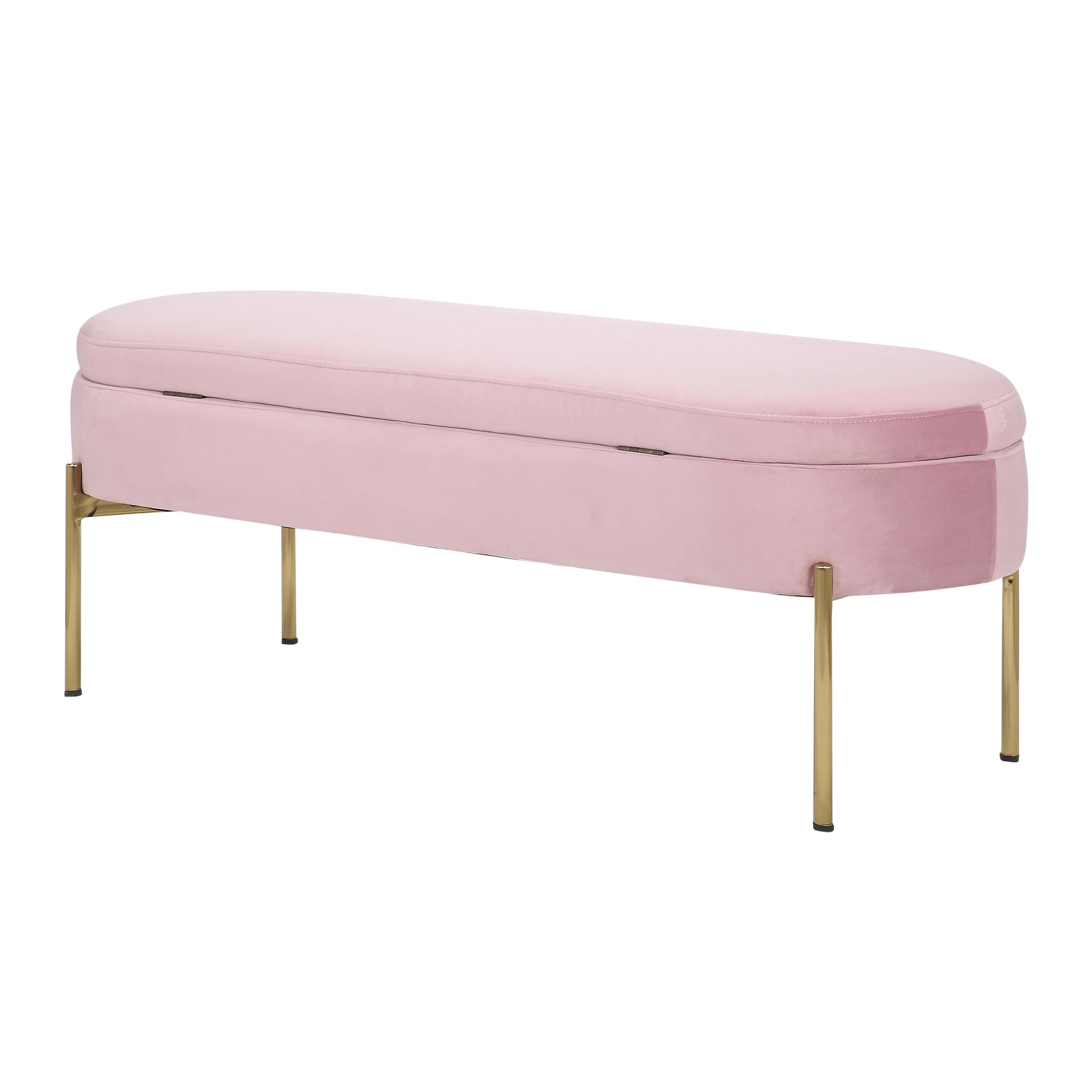 Chloe Glam Blush Velvet Gold Metal Storage Bench 10 Chloe Glam Blush Velvet Gold Metal Storage Bench - Image 10