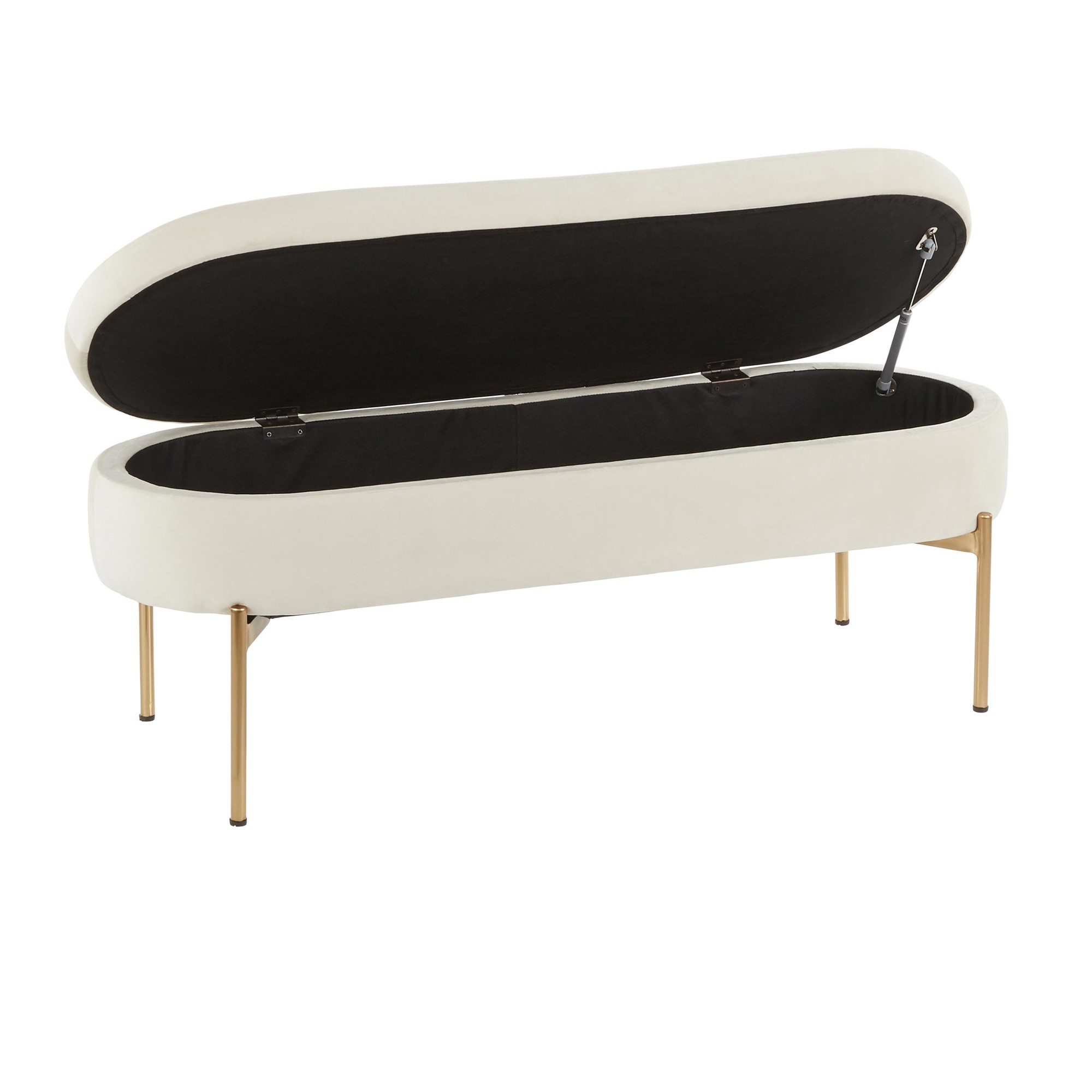 Chloe Glam Cream Velvet Storage Bench Gold Base 3 Chloe Glam Cream Velvet Storage Bench Gold Base - Image 3