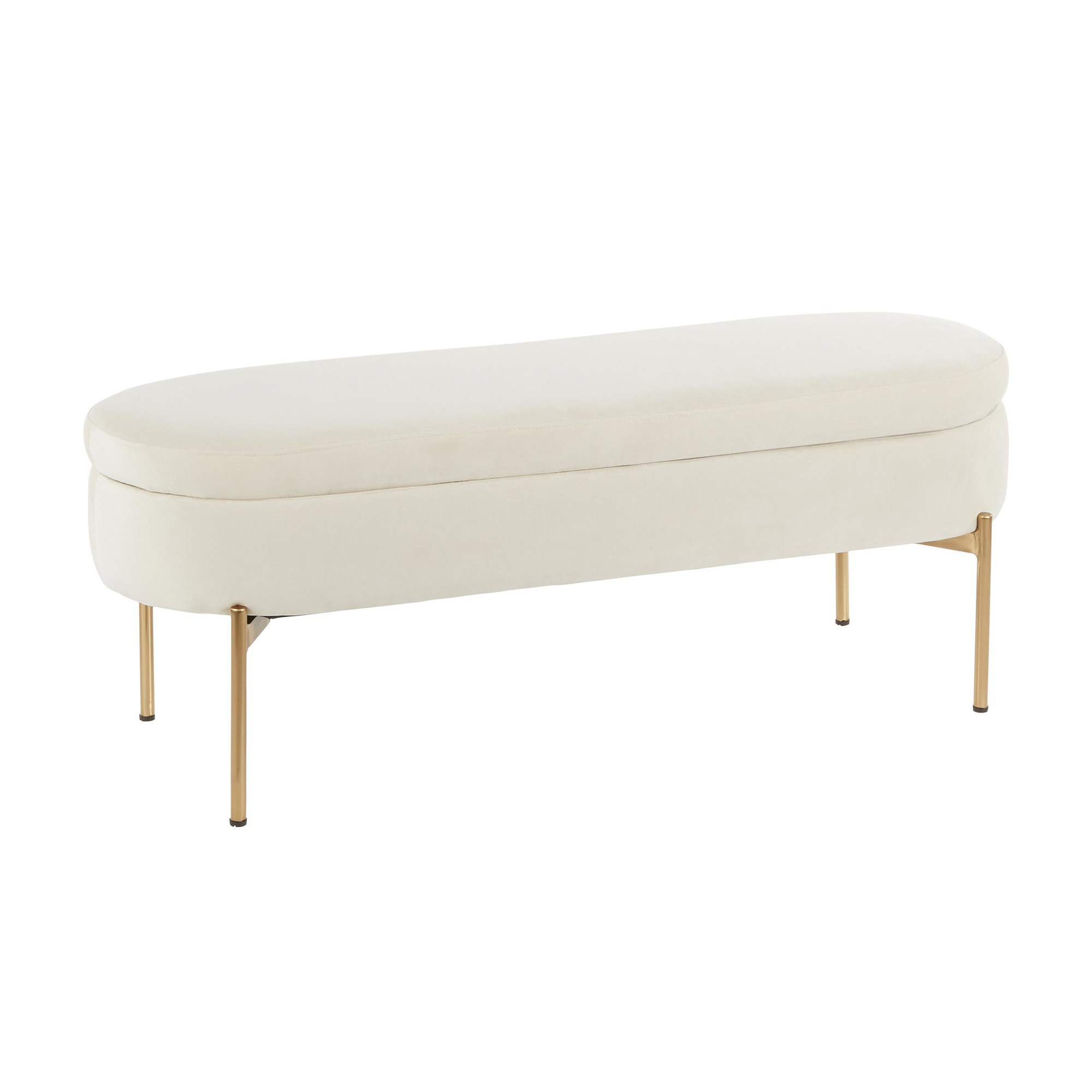 Chloe Glam Cream Velvet Storage Bench Gold Base 4 Chloe Glam Cream Velvet Storage Bench Gold Base - Image 4