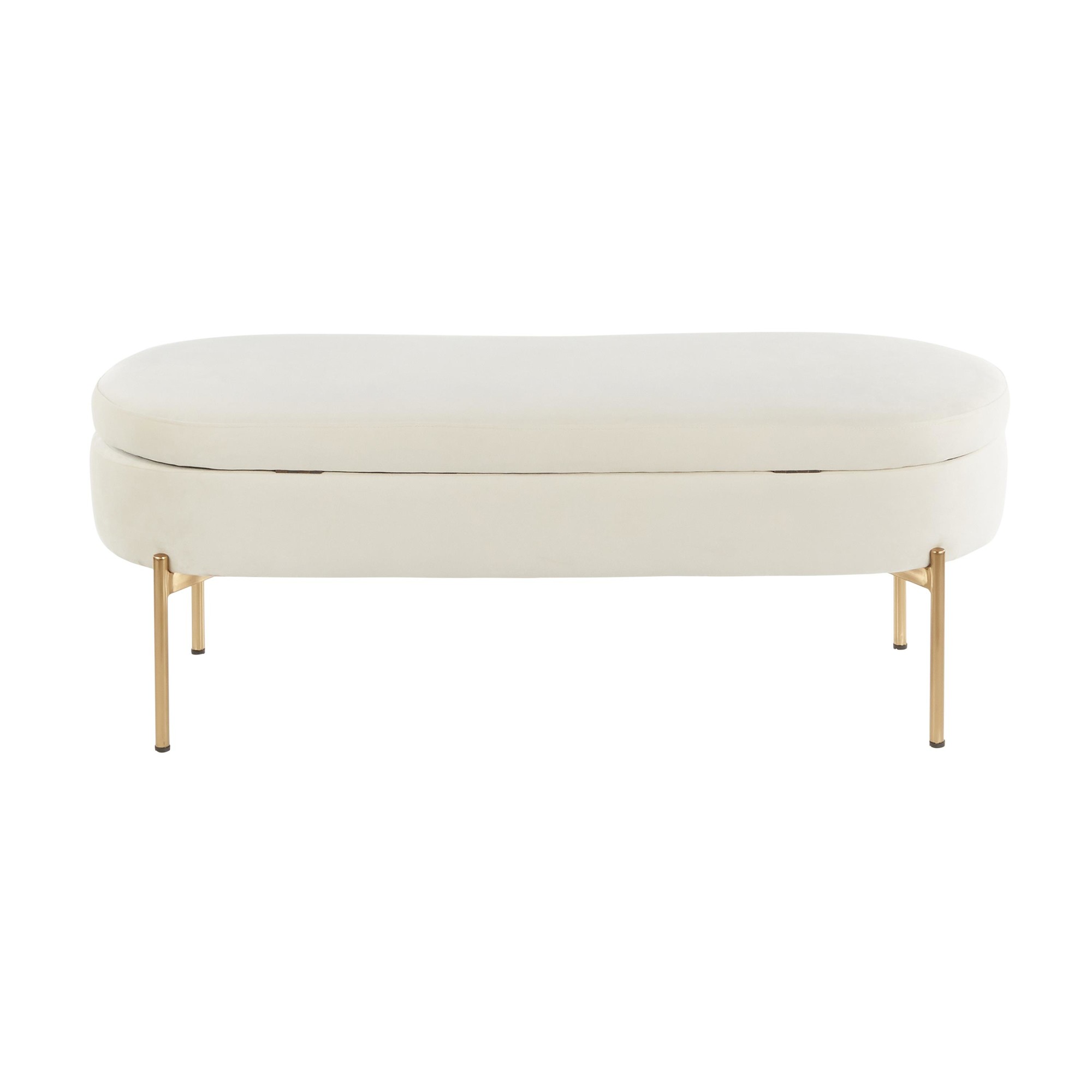 Chloe Glam Cream Velvet Storage Bench Gold Base 7 Chloe Glam Cream Velvet Storage Bench Gold Base - Image 7