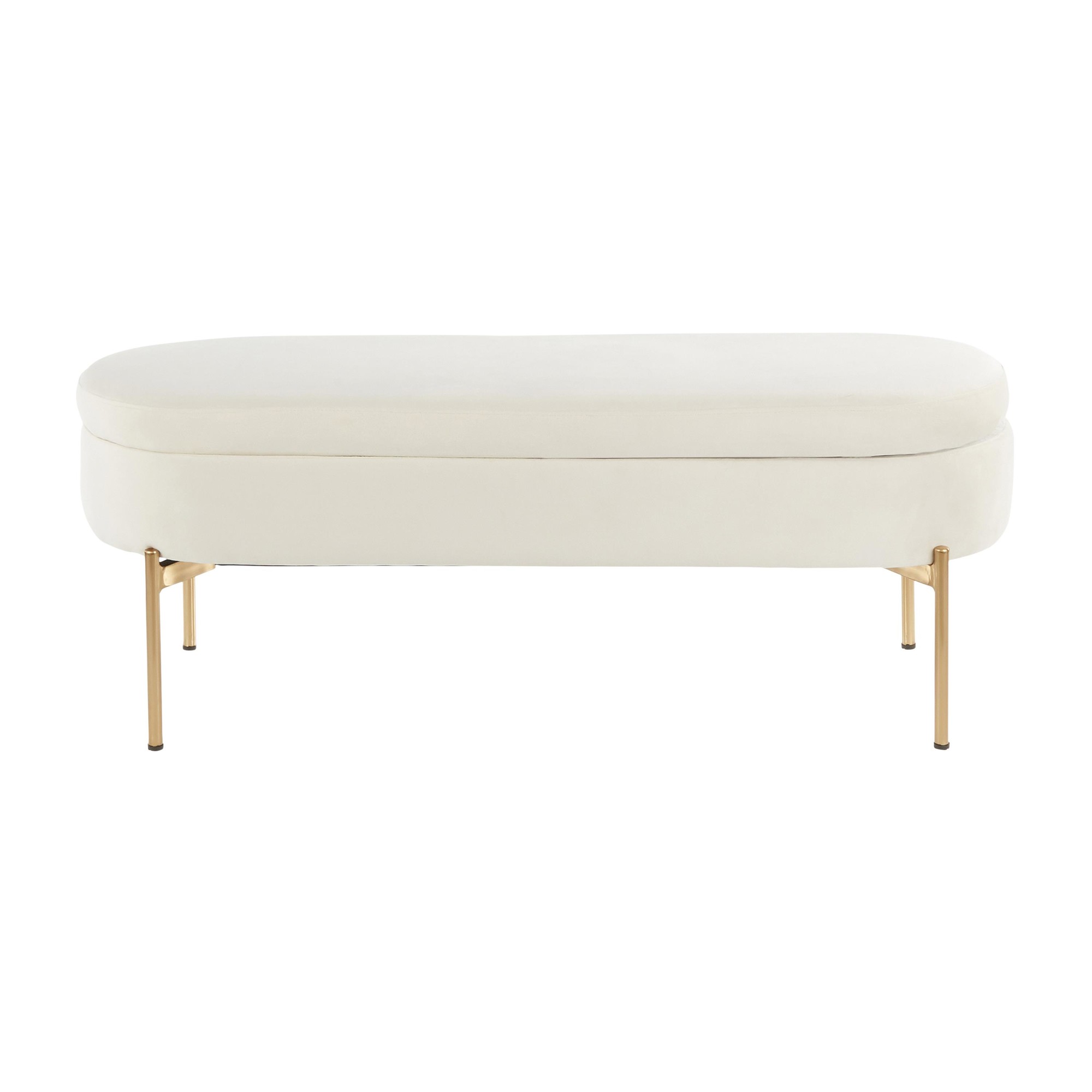 Chloe Glam Cream Velvet Storage Bench Gold Base 8 Chloe Glam Cream Velvet Storage Bench Gold Base - Image 8