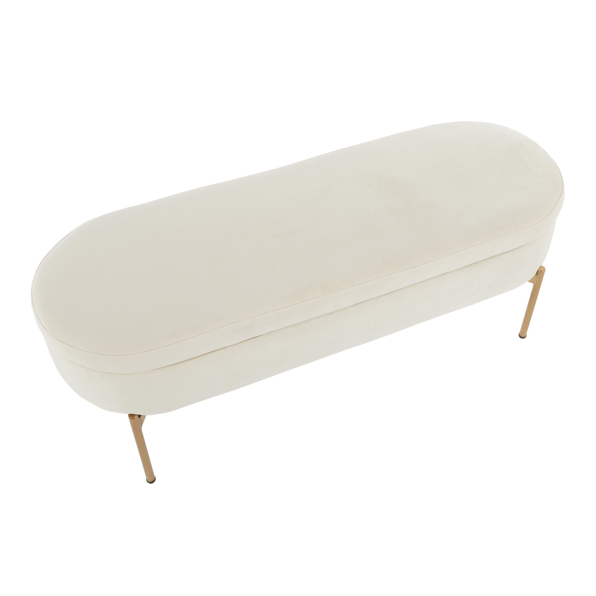 Chloe Glam Cream Velvet Storage Bench Gold Base 9 Chloe Glam Cream Velvet Storage Bench Gold Base - Image 9