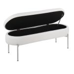 Chloe Glam White Faux Leather Chrome Contemporary Storage Bench 15 Chloe Glam White Faux Leather Chrome Contemporary Storage Bench