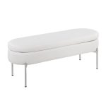 Chloe Glam White Faux Leather Chrome Contemporary Storage Bench 16 Chloe Glam White Faux Leather Chrome Contemporary Storage Bench
