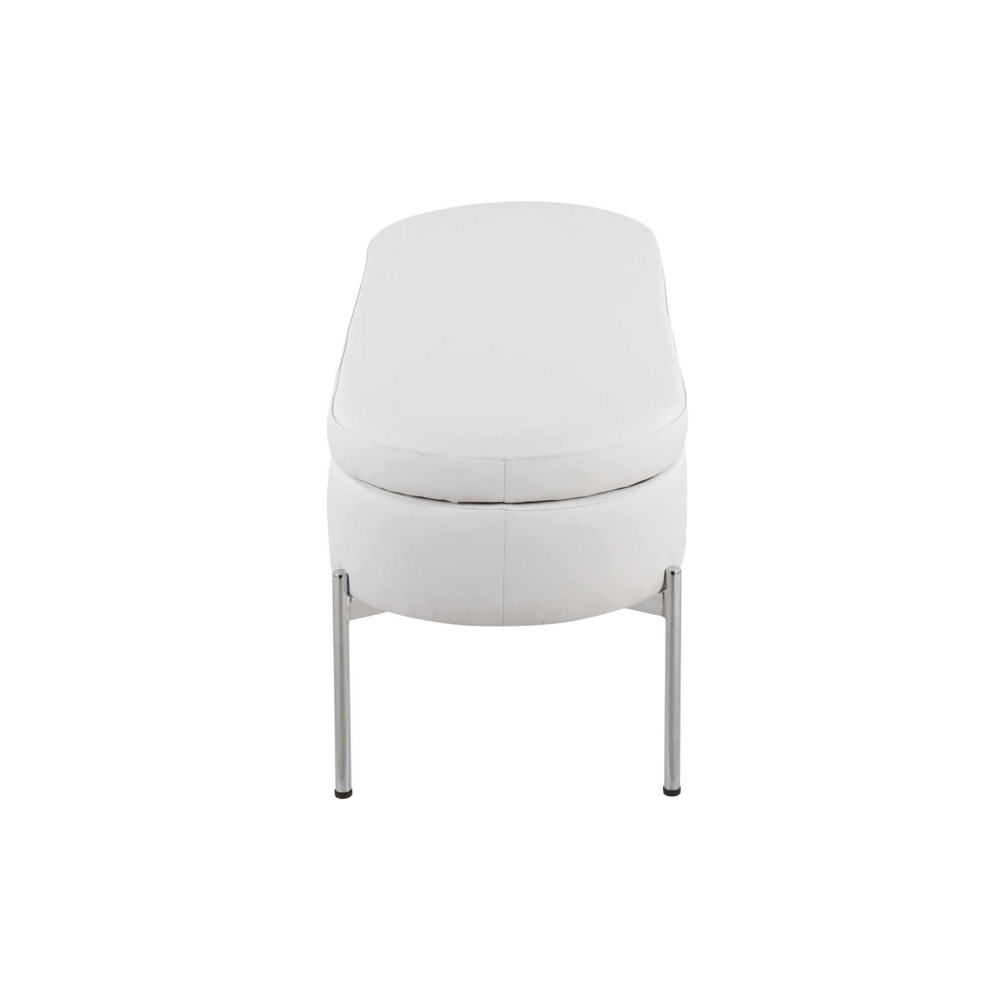 Chloe Glam White Faux Leather Chrome Contemporary Storage Bench 6 Chloe Glam White Faux Leather Chrome Contemporary Storage Bench - Image 6