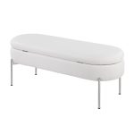 Chloe Glam White Faux Leather Chrome Contemporary Storage Bench 18 Chloe Glam White Faux Leather Chrome Contemporary Storage Bench