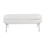 Chloe Glam White Faux Leather Chrome Contemporary Storage Bench 20 Chloe Glam White Faux Leather Chrome Contemporary Storage Bench