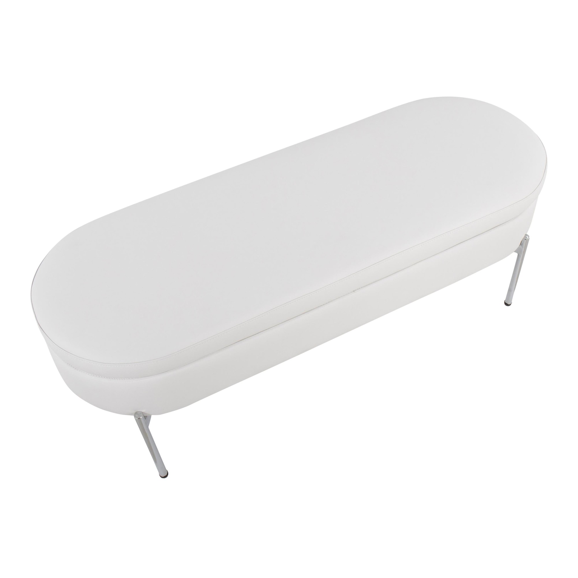 Chloe Glam White Faux Leather Chrome Contemporary Storage Bench 10 Chloe Glam White Faux Leather Chrome Contemporary Storage Bench - Image 10