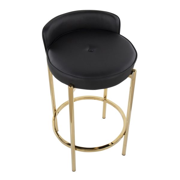 Chloe Gold Black Contemporary Counter Stool Set of 2 1