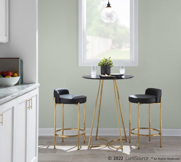 Chloe Gold Black Contemporary Counter Stool Set of 2