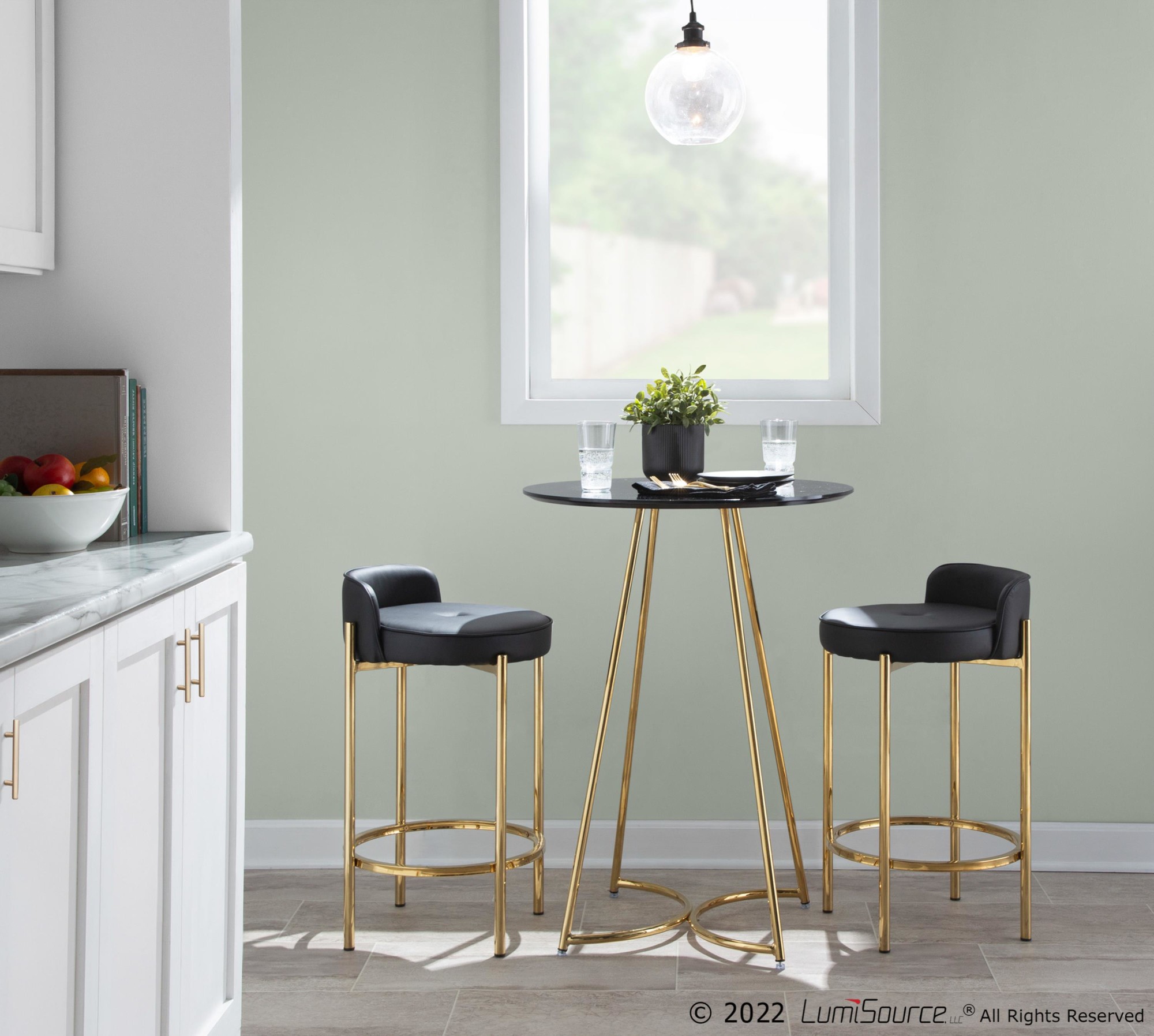 Chloe Gold Black Contemporary Counter Stool (Set of 2) 1 Chloe Gold Black Contemporary Counter Stool (Set of 2)