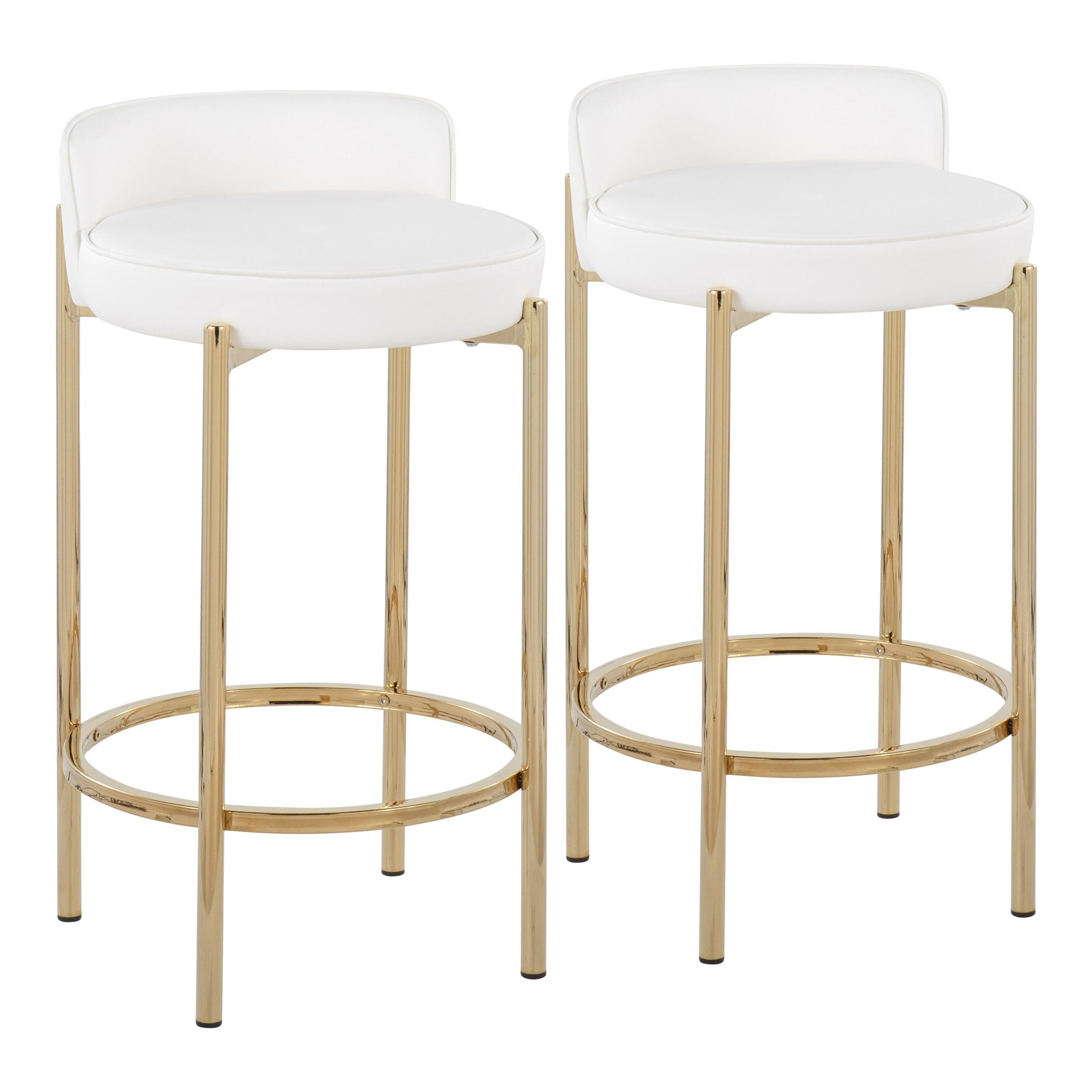 Chloe Gold and White Contemporary Counter Stool (Set of 2) 2 Chloe Gold and White Contemporary Counter Stool (Set of 2) - Image 2