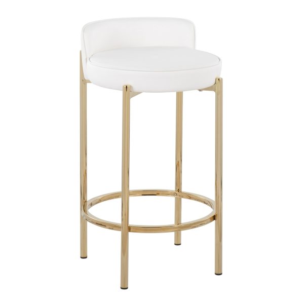 Chloe Gold and White Contemporary Counter Stool Set of 2 2