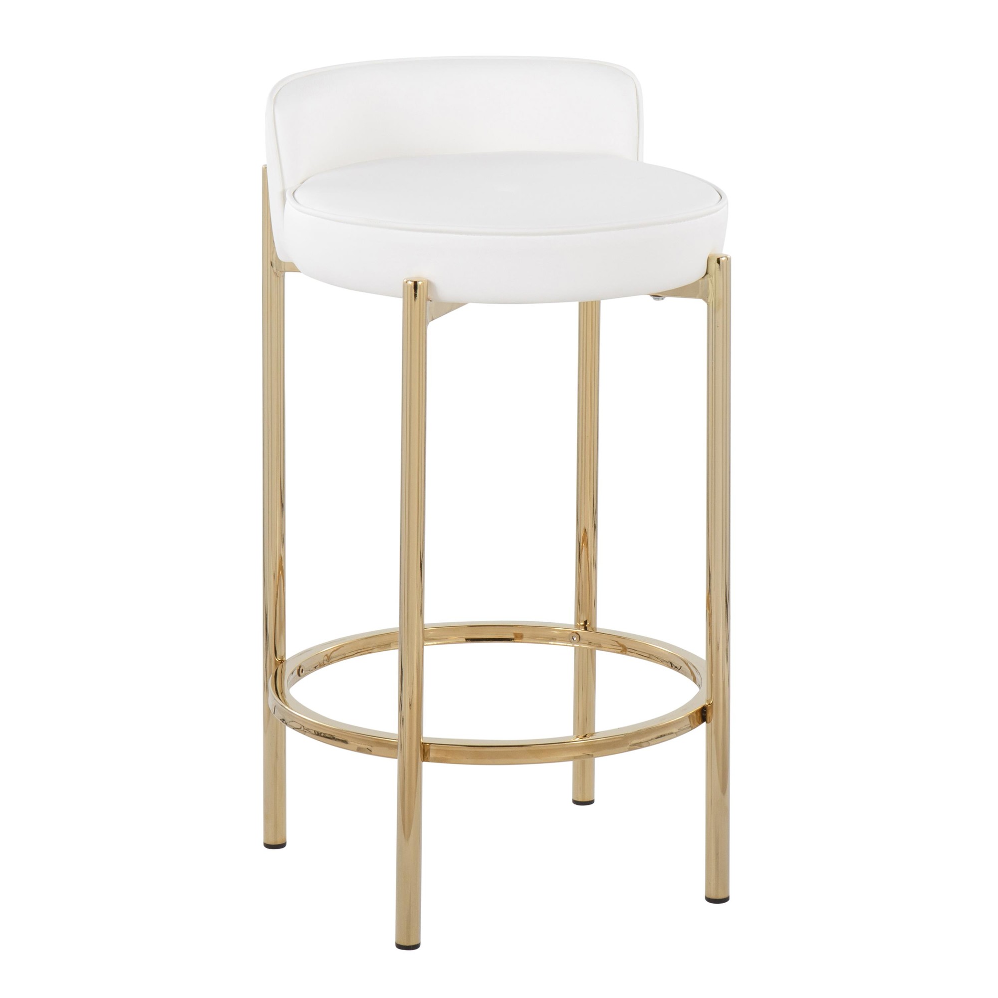 Chloe Gold and White Contemporary Counter Stool (Set of 2) 3 Chloe Gold and White Contemporary Counter Stool (Set of 2) - Image 3