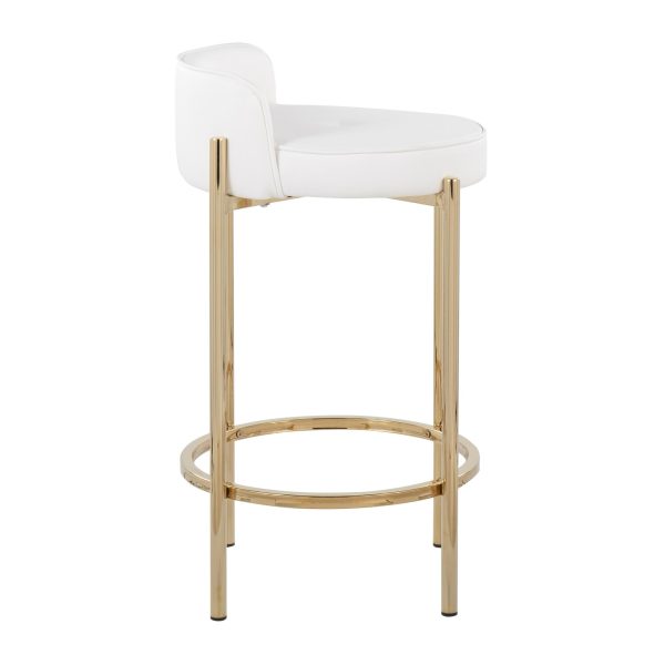 Chloe Gold and White Contemporary Counter Stool Set of 2 3