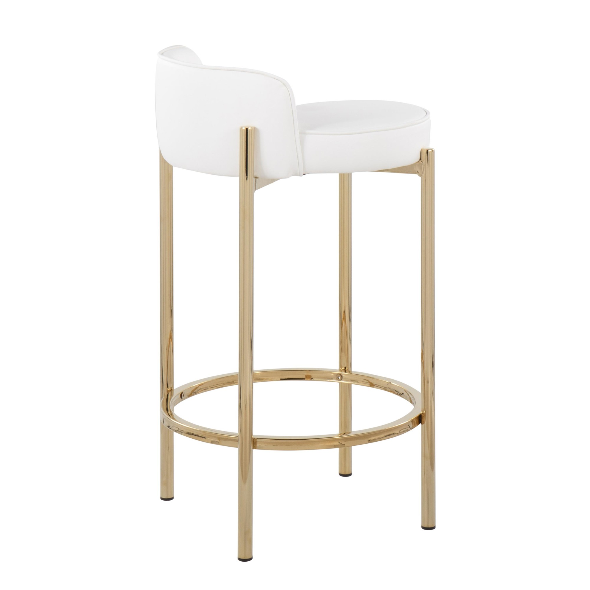 Chloe Gold and White Contemporary Counter Stool (Set of 2) 5 Chloe Gold and White Contemporary Counter Stool (Set of 2) - Image 5