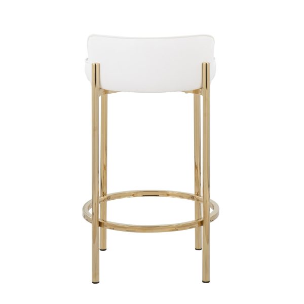 Chloe Gold and White Contemporary Counter Stool Set of 2 5