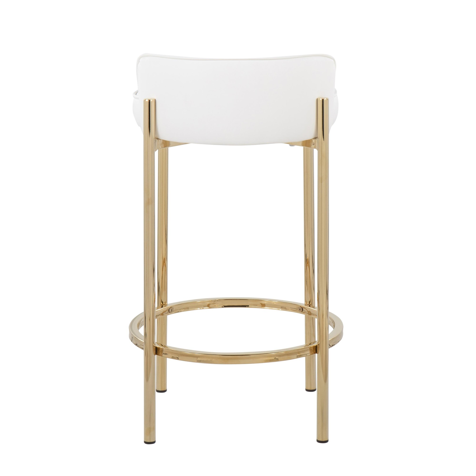 Chloe Gold and White Contemporary Counter Stool (Set of 2) 6 Chloe Gold and White Contemporary Counter Stool (Set of 2) - Image 6