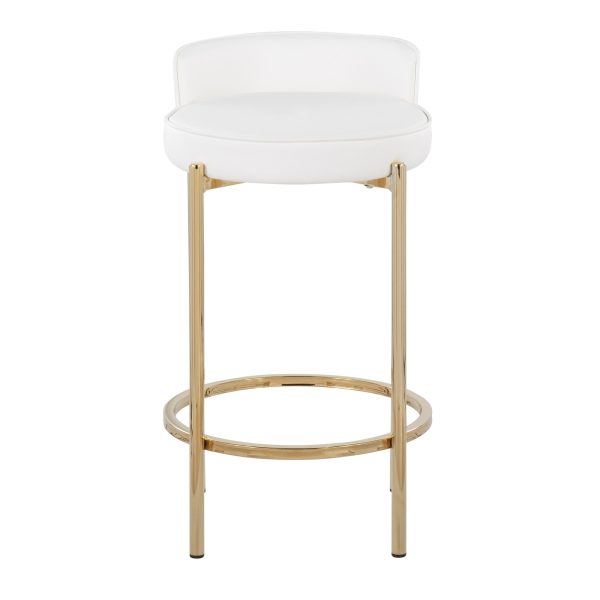 Chloe Gold and White Contemporary Counter Stool Set of 2 6