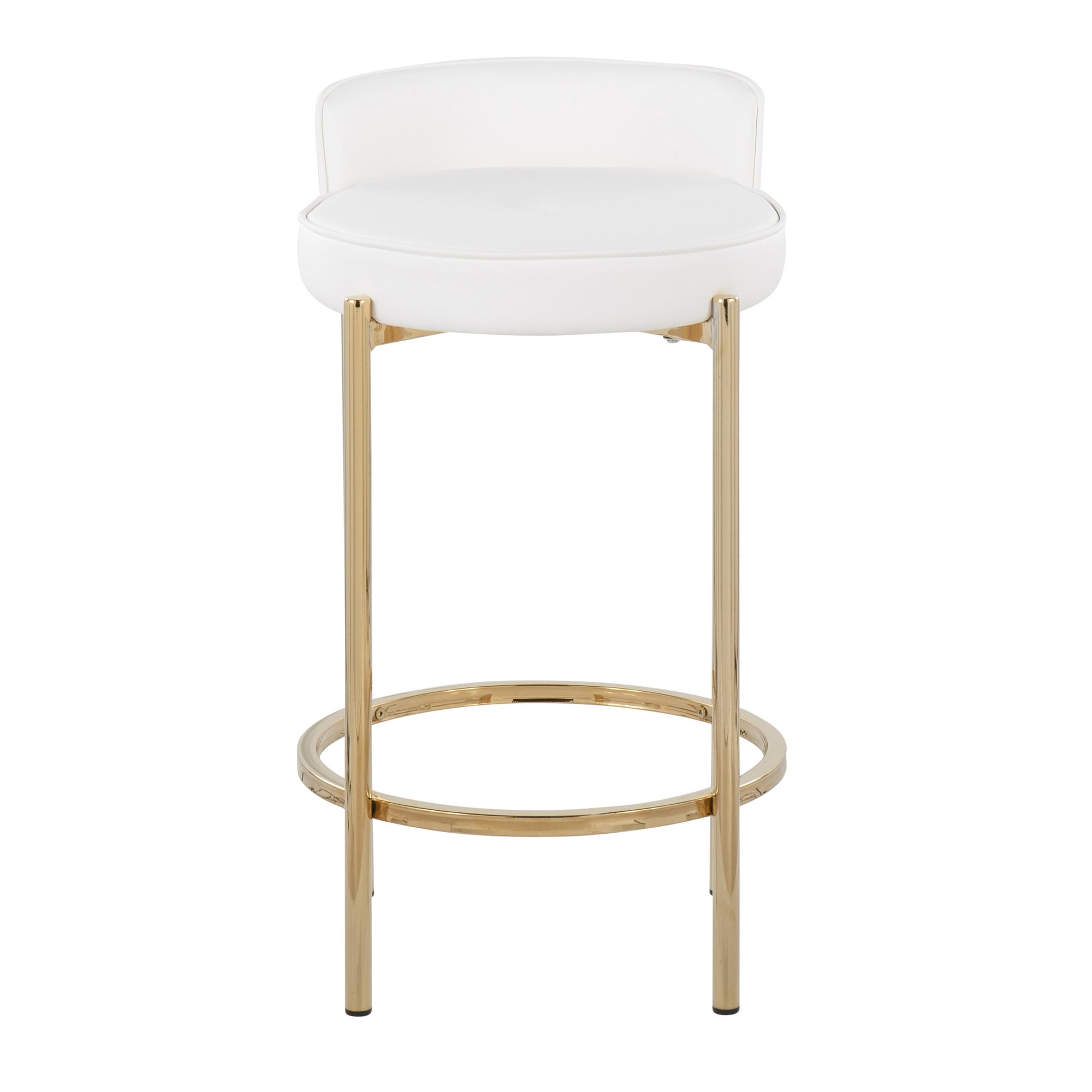 Chloe Gold and White Contemporary Counter Stool (Set of 2) 7 Chloe Gold and White Contemporary Counter Stool (Set of 2) - Image 7