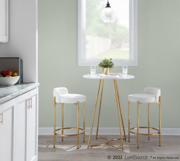 Chloe Gold and White Contemporary Counter Stool Set of 2