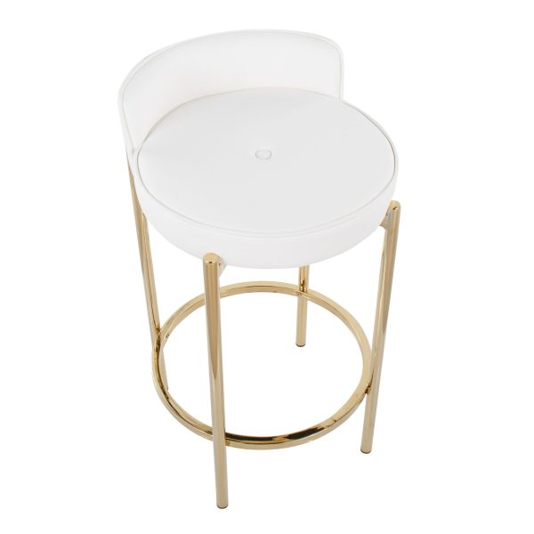 Chloe Gold and White Contemporary Counter Stool Set of 2 7
