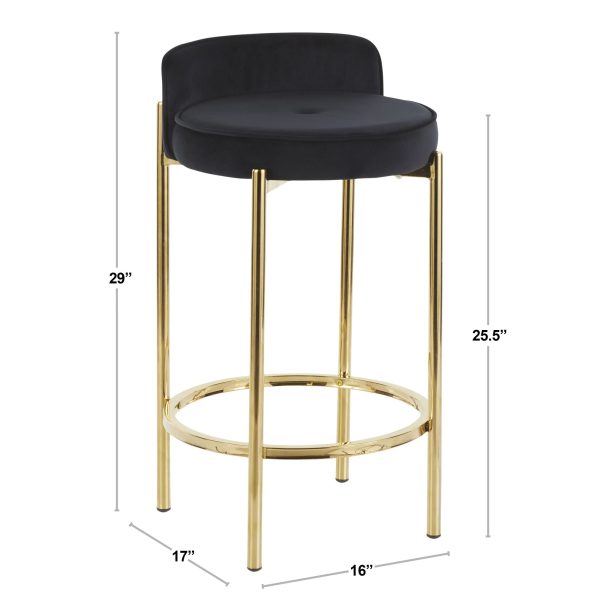 Chloe Gold and White Contemporary Counter Stool Set of 2 8