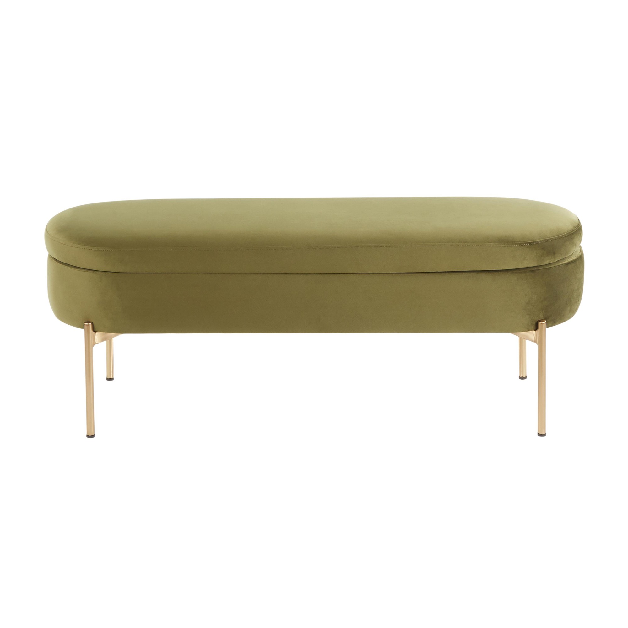 Chloe Green Velvet Gold Metal Glam Storage Bench 11 Chloe Green Velvet Gold Metal Glam Storage Bench - Image 11