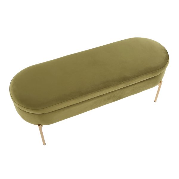 Chloe Green Velvet Gold Metal Glam Storage Bench 11