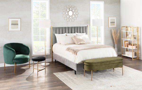 Chloe Green Velvet Gold Metal Glam Storage Bench 4