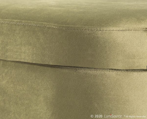 Chloe Green Velvet Gold Metal Glam Storage Bench