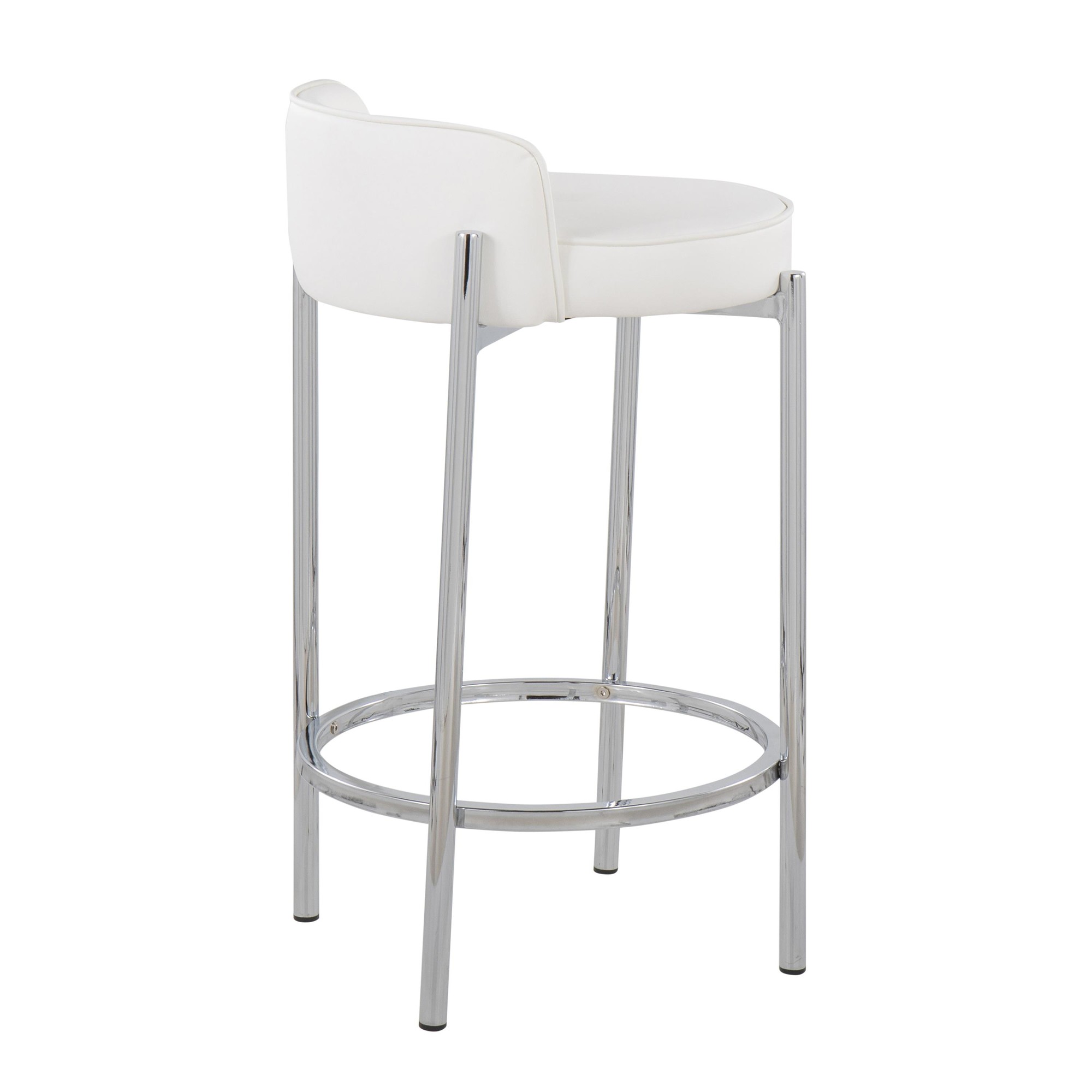 Chloe White Faux Leather Chrome Contemporary Counter Stool (Set of 2) 5 Chloe White Faux Leather Chrome Contemporary Counter Stool (Set of 2) - Image 5