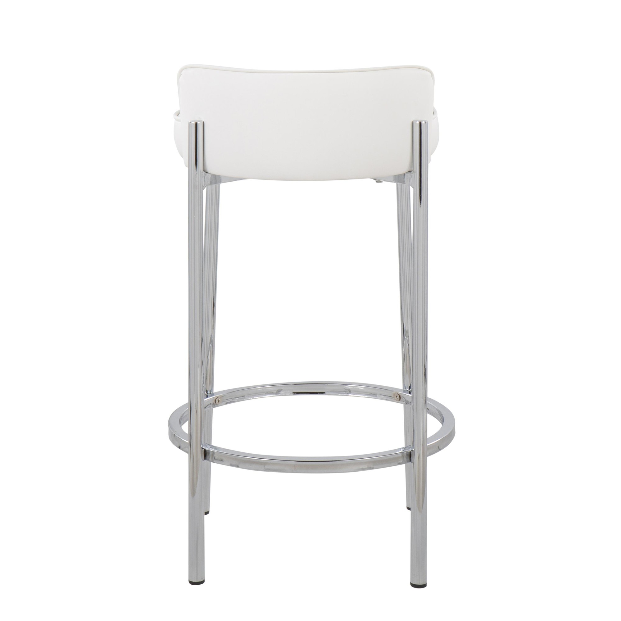 Chloe White Faux Leather Chrome Contemporary Counter Stool (Set of 2) 6 Chloe White Faux Leather Chrome Contemporary Counter Stool (Set of 2) - Image 6