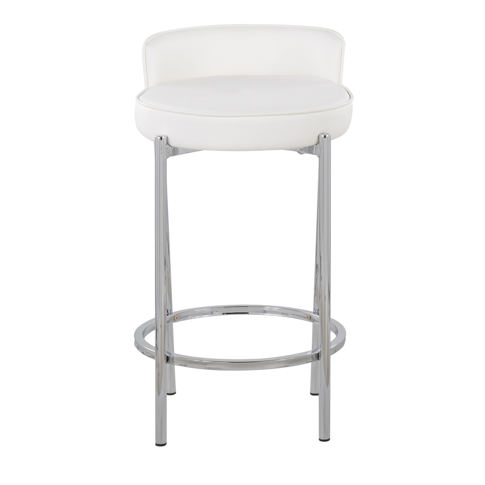 Chloe White Faux Leather Chrome Contemporary Counter Stool (Set of 2) 7 Chloe White Faux Leather Chrome Contemporary Counter Stool (Set of 2) - Image 7