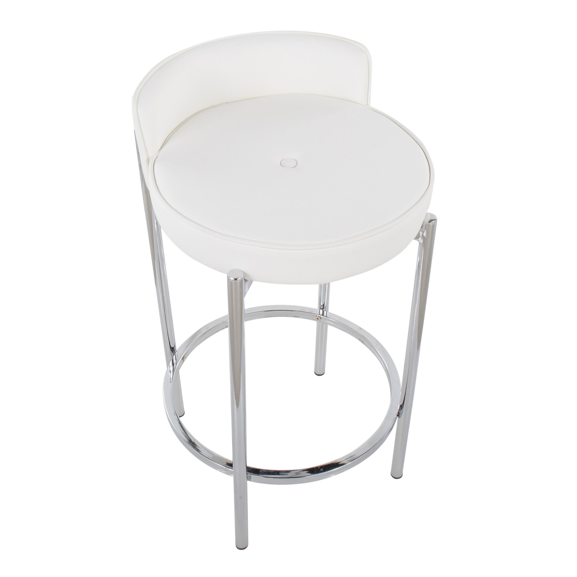 Chloe White Faux Leather Chrome Contemporary Counter Stool (Set of 2) 8 Chloe White Faux Leather Chrome Contemporary Counter Stool (Set of 2) - Image 8