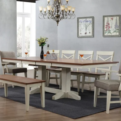 Choices Antique White Trestle Dining Table