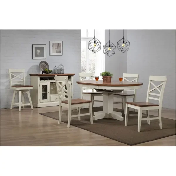 Choices Round Single Antique White Pedestal Table 1