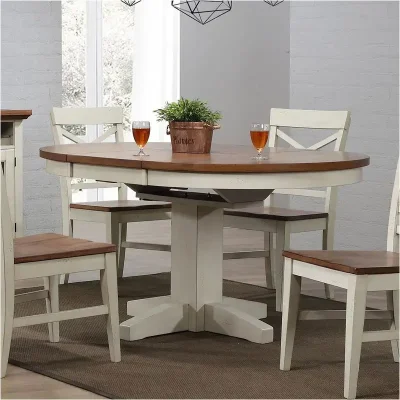 Choices Round Single Antique White Pedestal Table