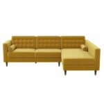 Yellow Velvet Right Facing Sectional Sofa for Modern Spaces 6 Yellow Velvet Right Facing Sectional Sofa for Modern Spaces