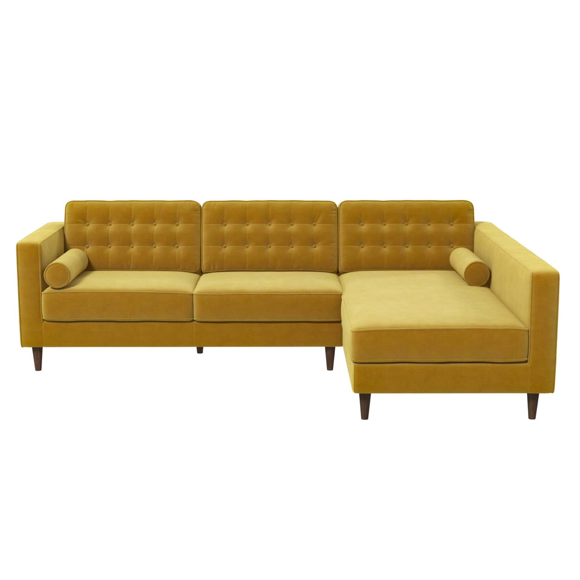 Yellow Velvet Right Facing Sectional Sofa for Modern Spaces 1 Yellow Velvet Right Facing Sectional Sofa for Modern Spaces