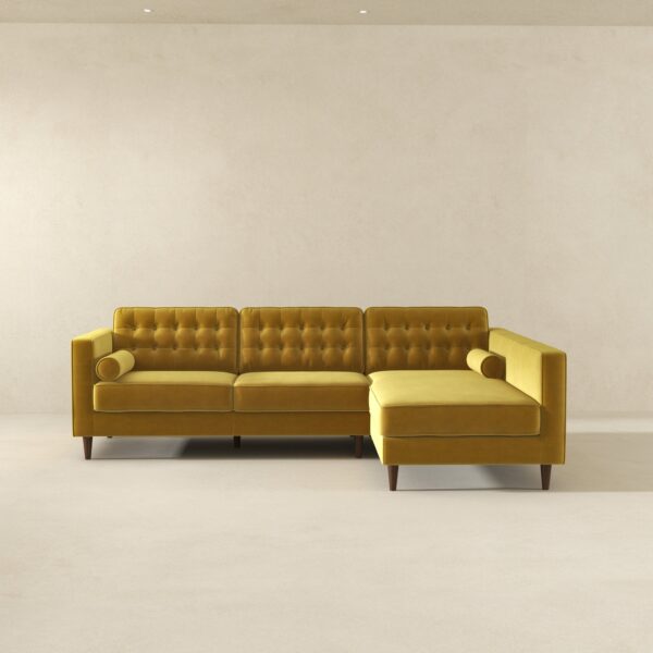 ChristianDarkYellowVelvetSectionalSofa 3
