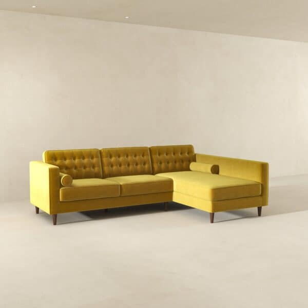 ChristianDarkYellowVelvetSectionalSofa 4