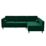 Green Velvet Right-Facing Sectional Sofa for Game Rooms 6 Green Velvet Right-Facing Sectional Sofa for Game Rooms
