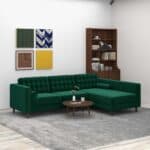 Green Velvet Right-Facing Sectional Sofa for Game Rooms 7 Green Velvet Right-Facing Sectional Sofa for Game Rooms