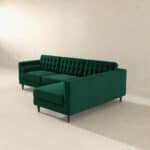 Green Velvet Right-Facing Sectional Sofa for Game Rooms 9 Green Velvet Right-Facing Sectional Sofa for Game Rooms