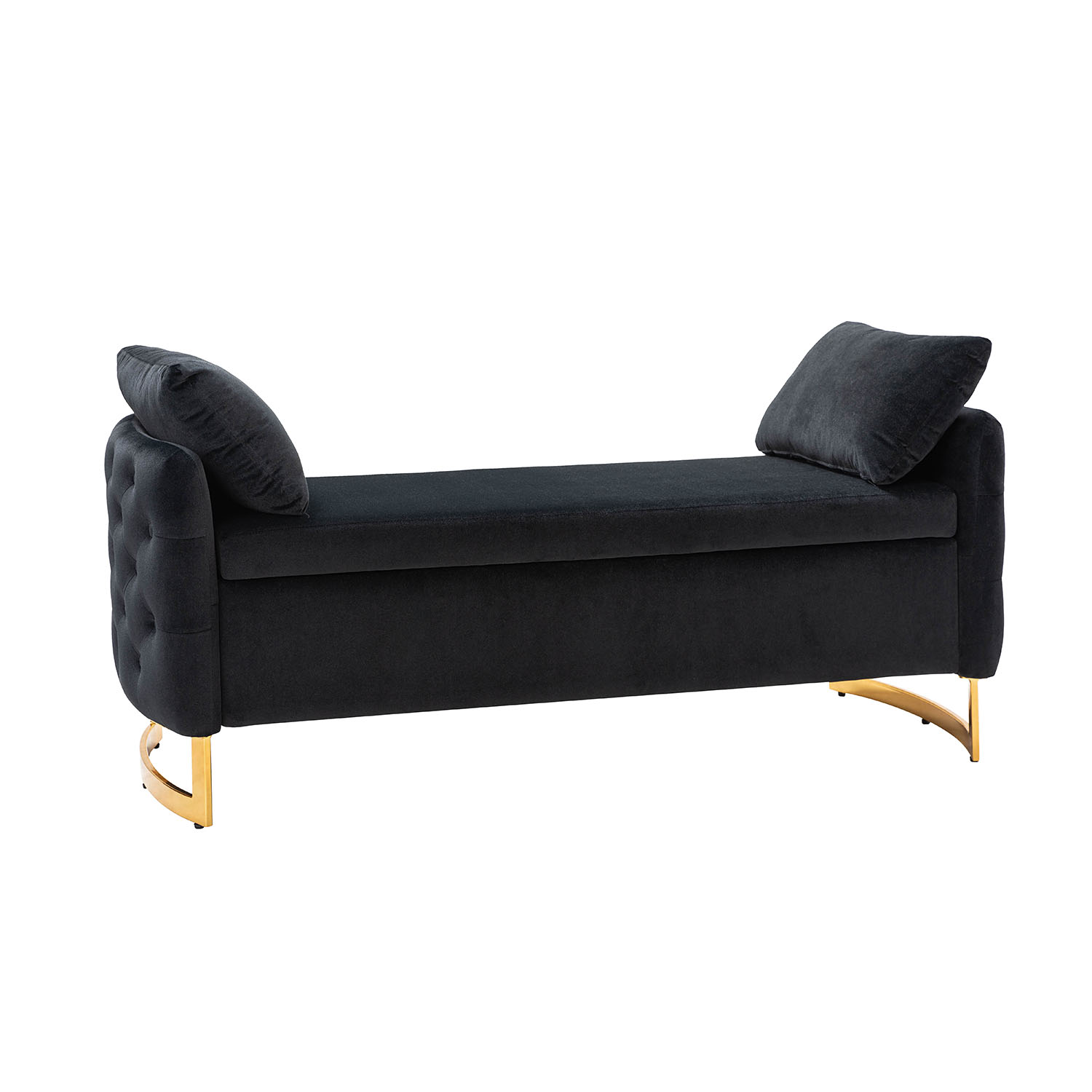 Christoph Black Upholstered Button-Tufted Flip Top Storage Bench 2 Christoph Black Upholstered Button-Tufted Flip Top Storage Bench - Image 2