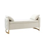 Christoph Ivory Button Tufted Flip Top Storage Bench 7 Christoph Ivory Button Tufted Flip Top Storage Bench