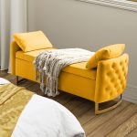 Christoph Mustard Velvet Button-Tufted Flip Top Storage Bench 6 Christoph Mustard Velvet Button-Tufted Flip Top Storage Bench